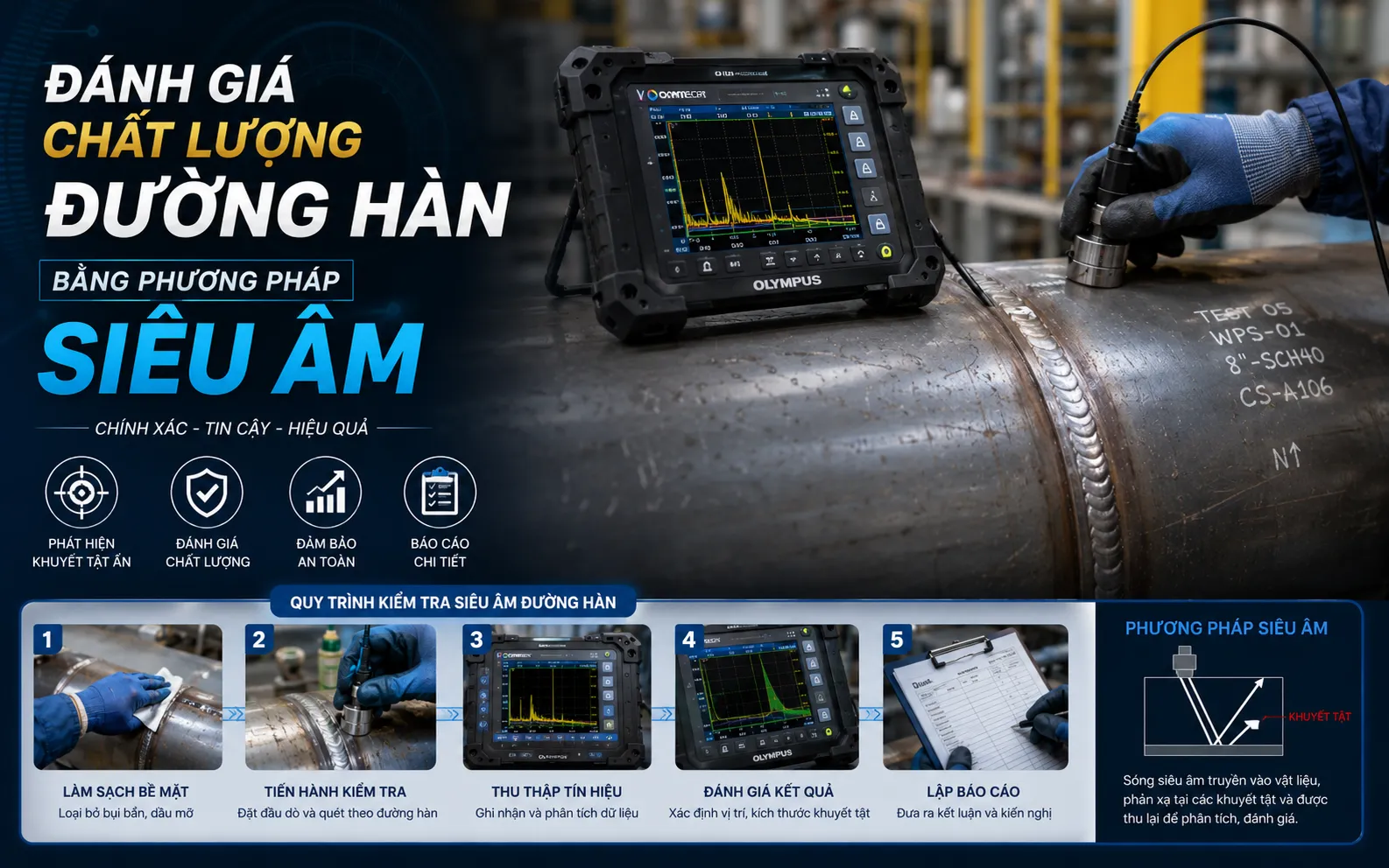Đánh giá chất lượng đường hàn bằng phương pháp siêu âm